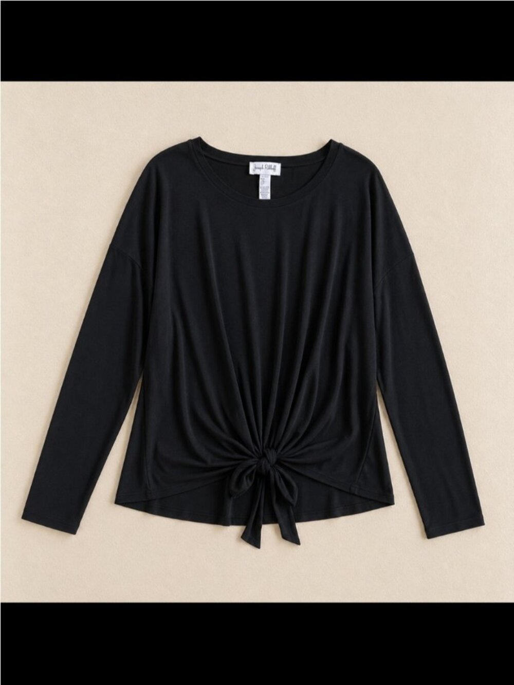 Joseph Ribkoff Black Tie Front Blouse Size 18 Long Sleeve Stretch Top 223030